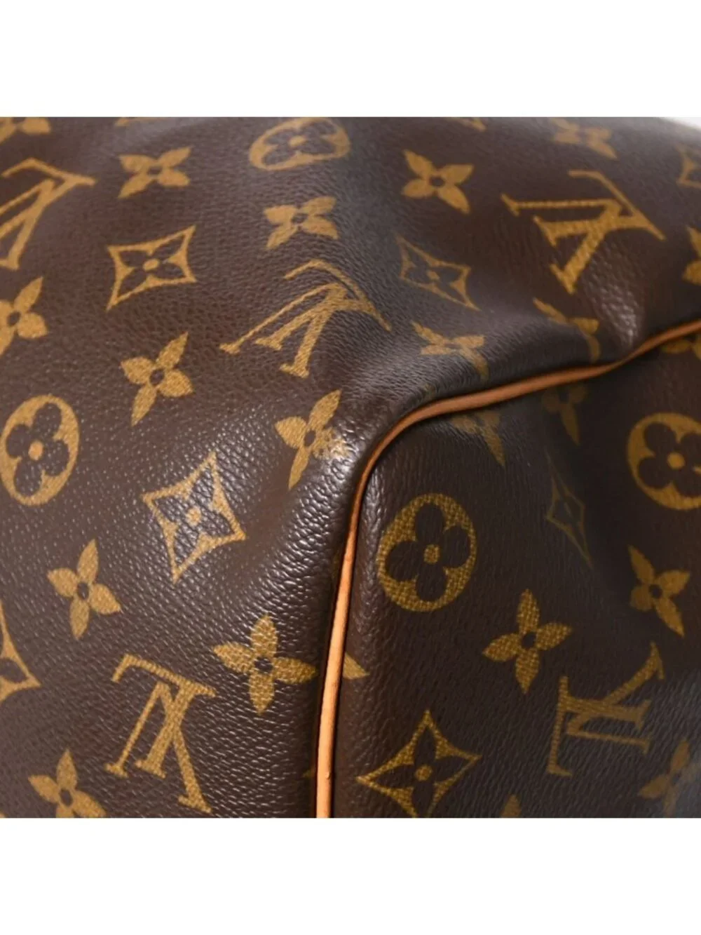 Louis Vuitton Monogram Keepall 45 Boston Bag Canvas Vachetta Leather Brown Gold